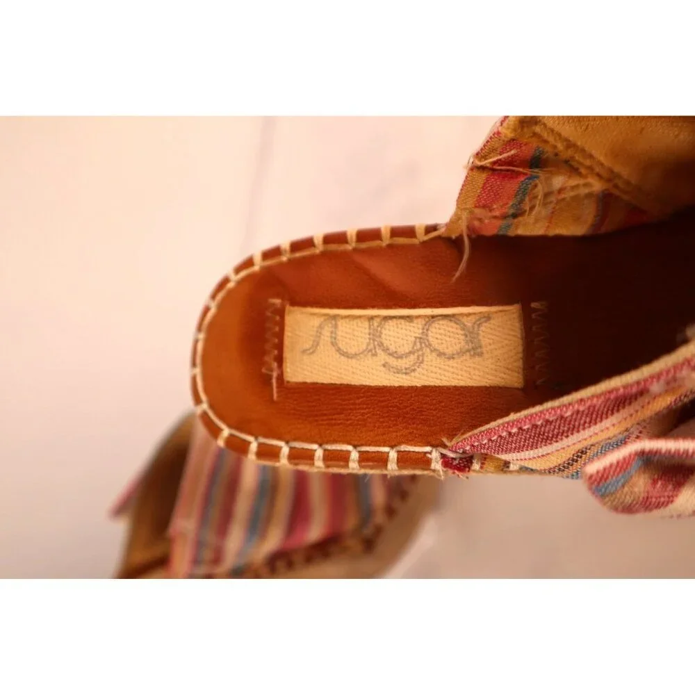 Sugar‎ By Striped Knotted Wedge Sandals Size 7.5